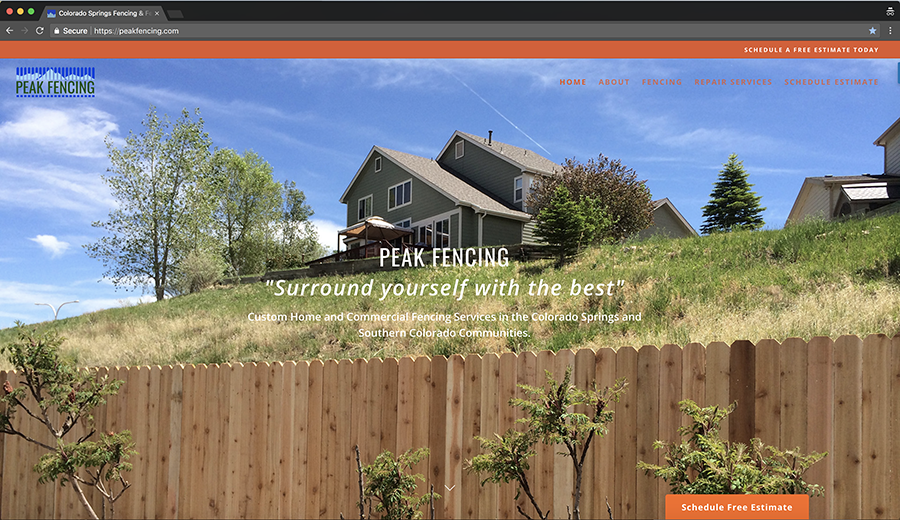 Peak Fencing new website design